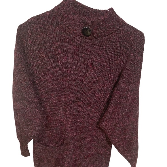 Women's Long Sparkly Burgundy/Black Long-Sleeve Legging Sweater - Picture 1 of 4